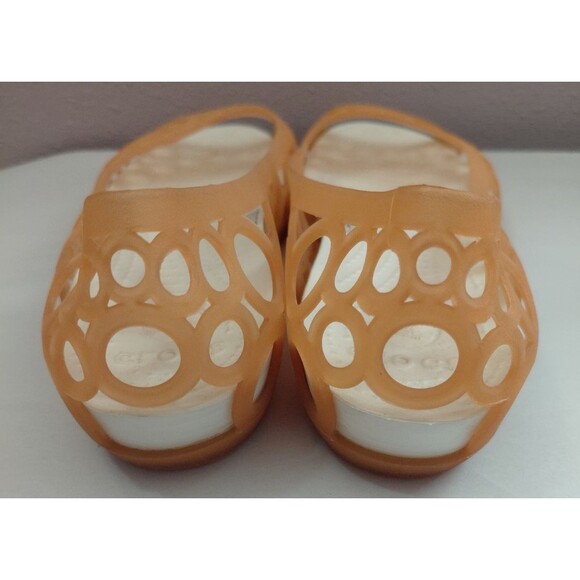 Crocs Adrina Sandals Women Shoes Jelly Flats Orange Rubber Peep Toe Sz 9 - Picture 3 of 6